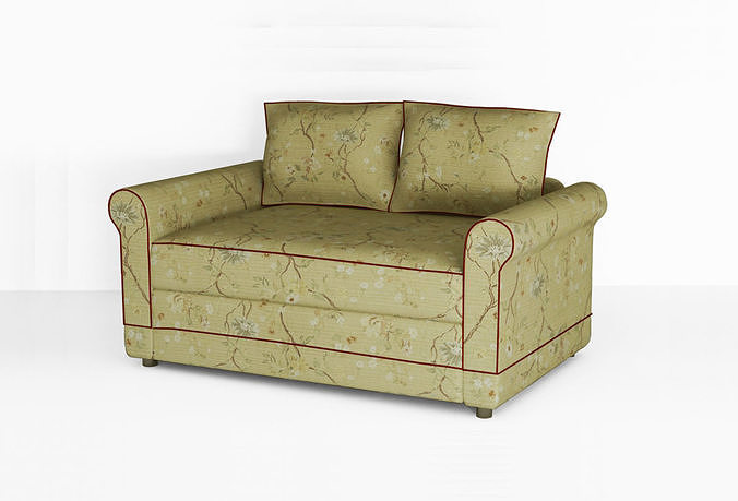 Low poly fabric sofa in a slightly primitive style Low-poly 3D model