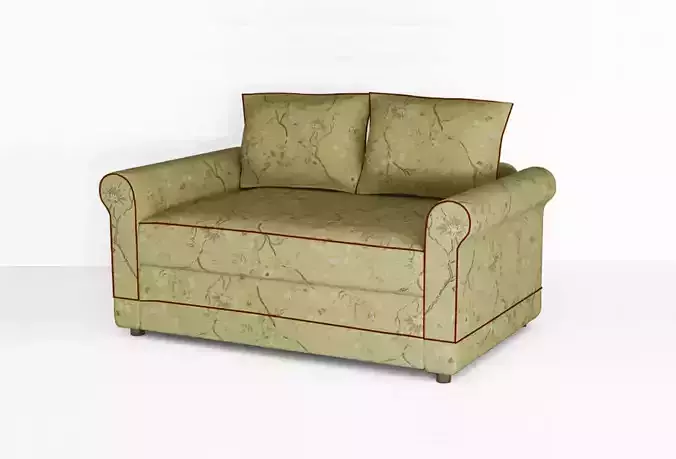 Low poly fabric sofa in a slightly primitive style Low-poly 3D model