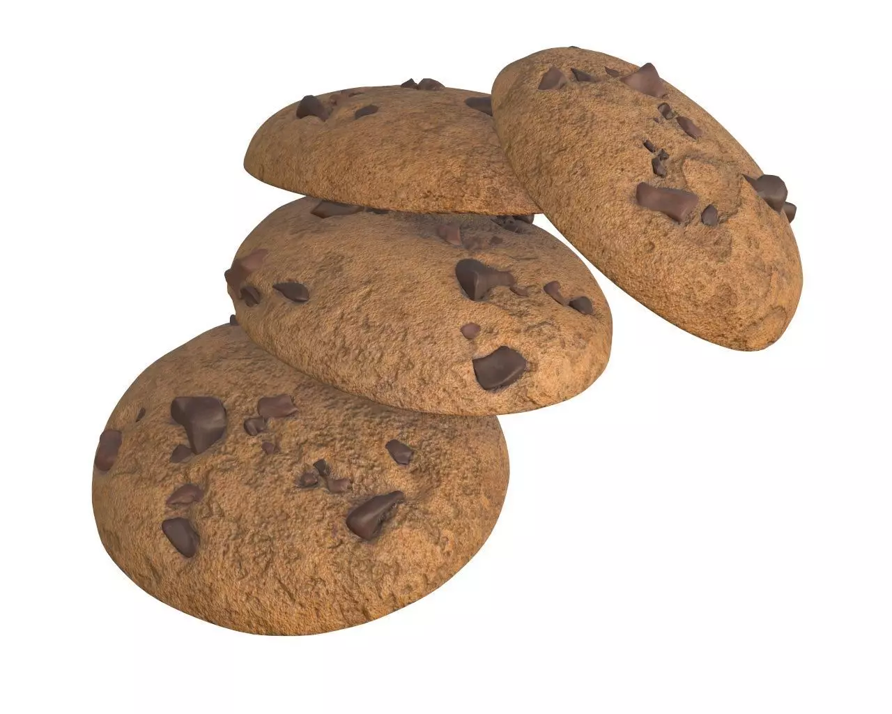 Cookies with chocolate pieces 3D model