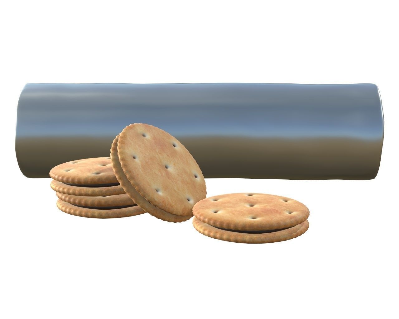 Round cookie with chocolate and cylinder type package 3D model_2