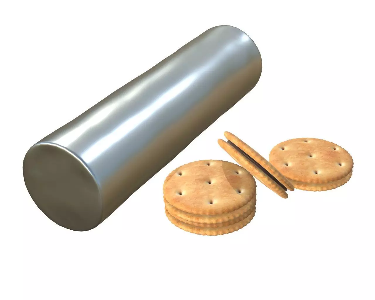 Round cookie with chocolate and cylinder type package 3D model_0