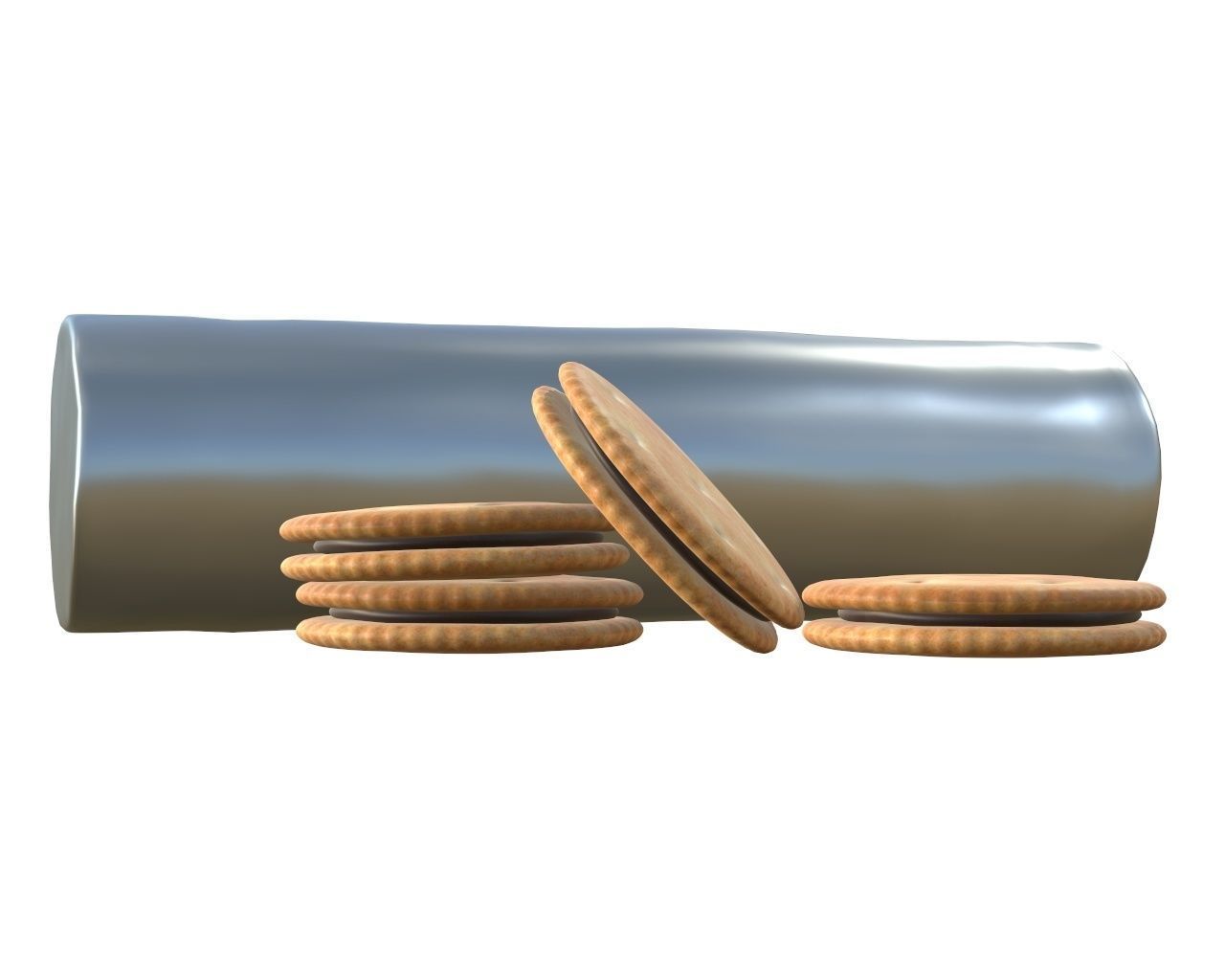Round cookie with chocolate and cylinder type package 3D model_3