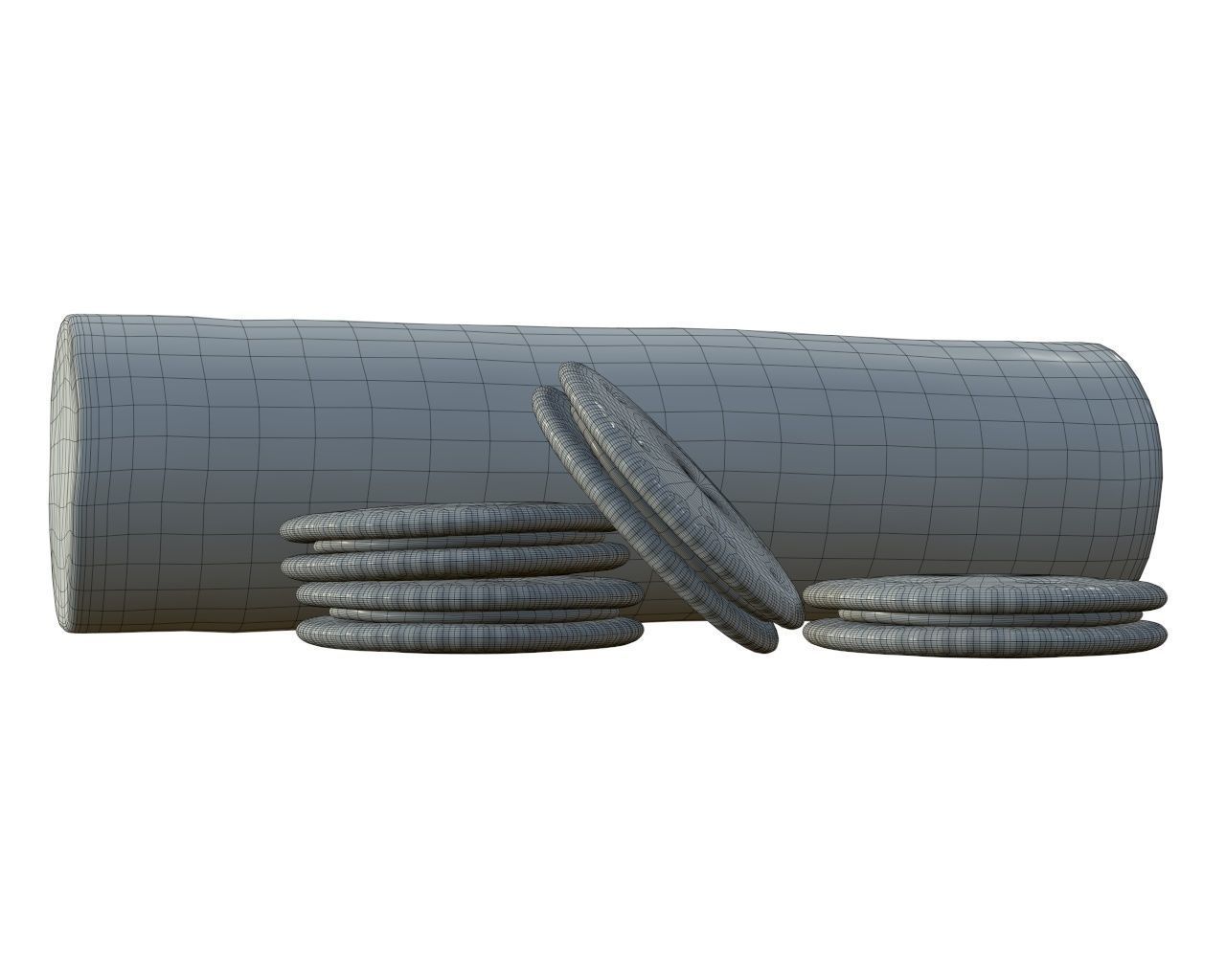 Round cookie with chocolate and cylinder type package 3D model_6