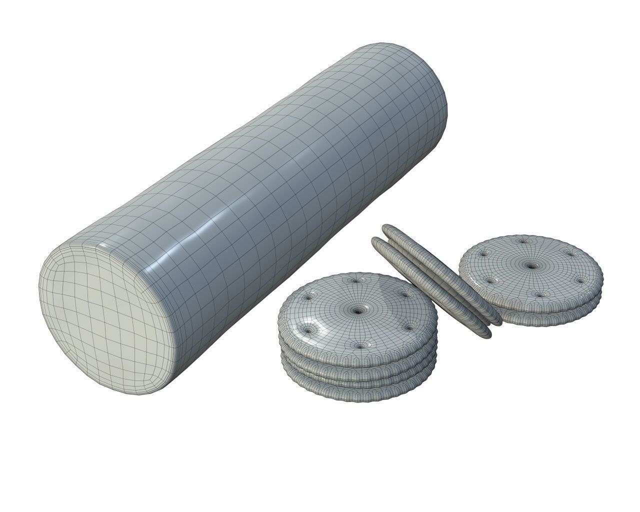 Round cookie with chocolate and cylinder type package 3D model_4