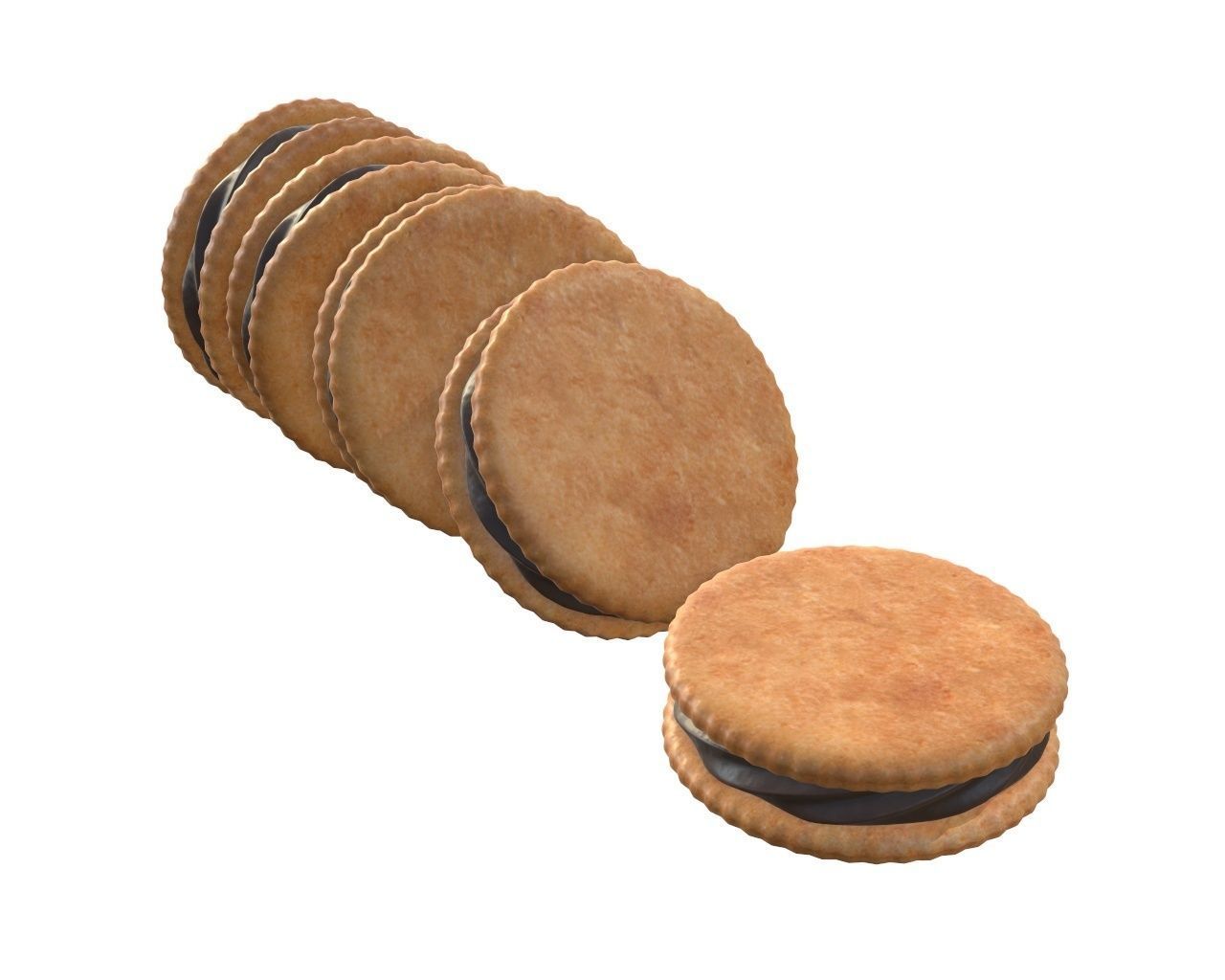 Sandwich cookies with chocolate fill 3D model_2