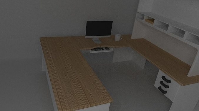 3D Model Office desk with monitor 3D model