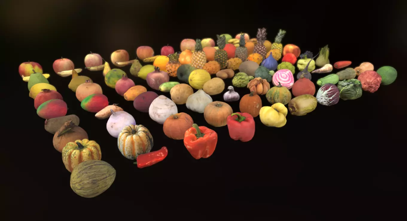 Fruits And Vegetables Pack Low-poly 3D model_0