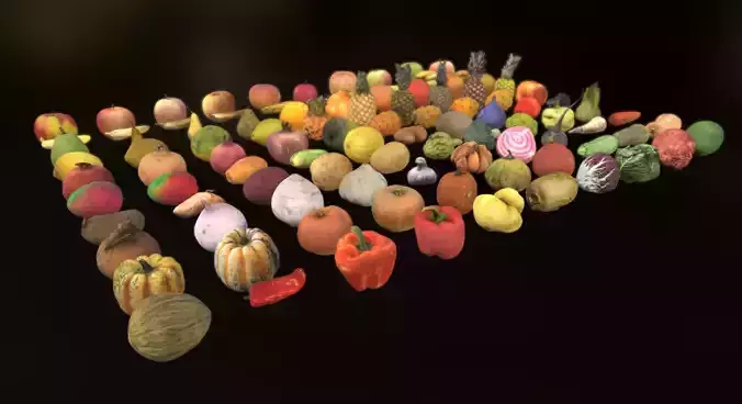 Fruits And Vegetables Pack Low-poly 3D model