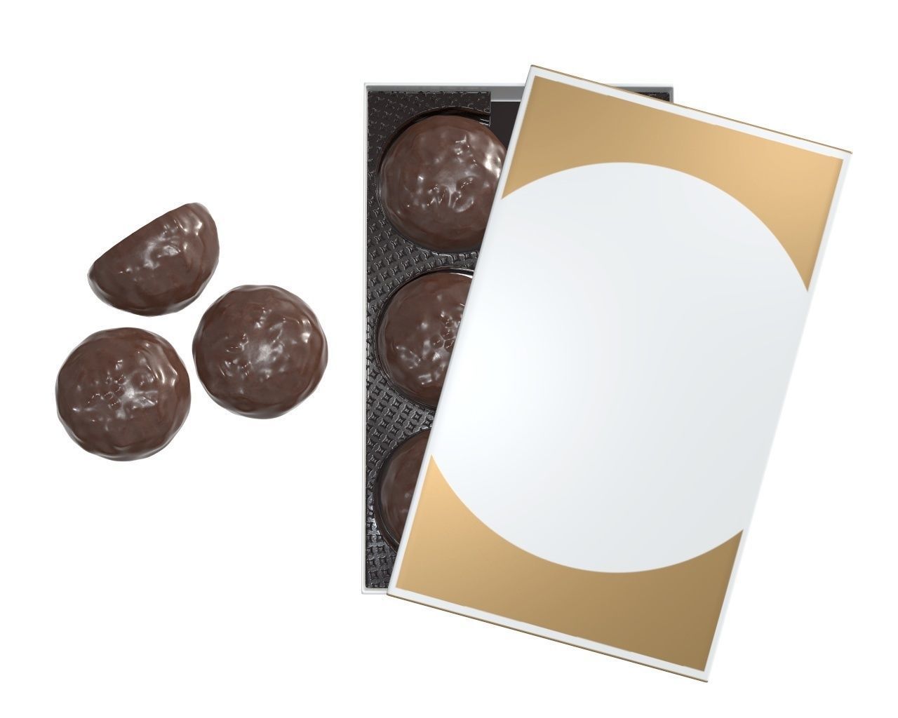 Blank package with marshmallow in chocolate mock up 3D model_4