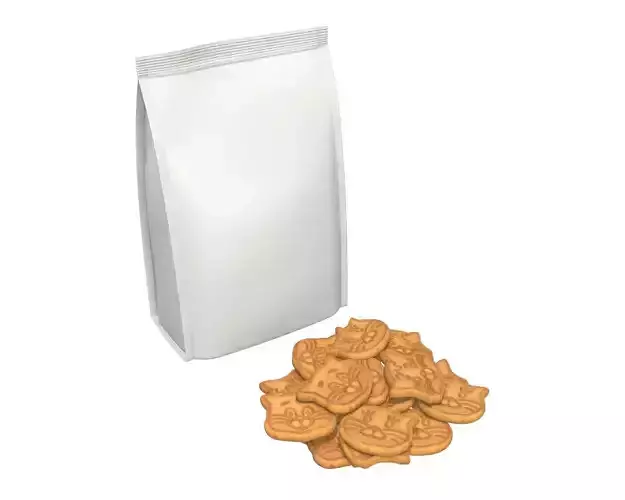 Cat face cookie with package 3D model