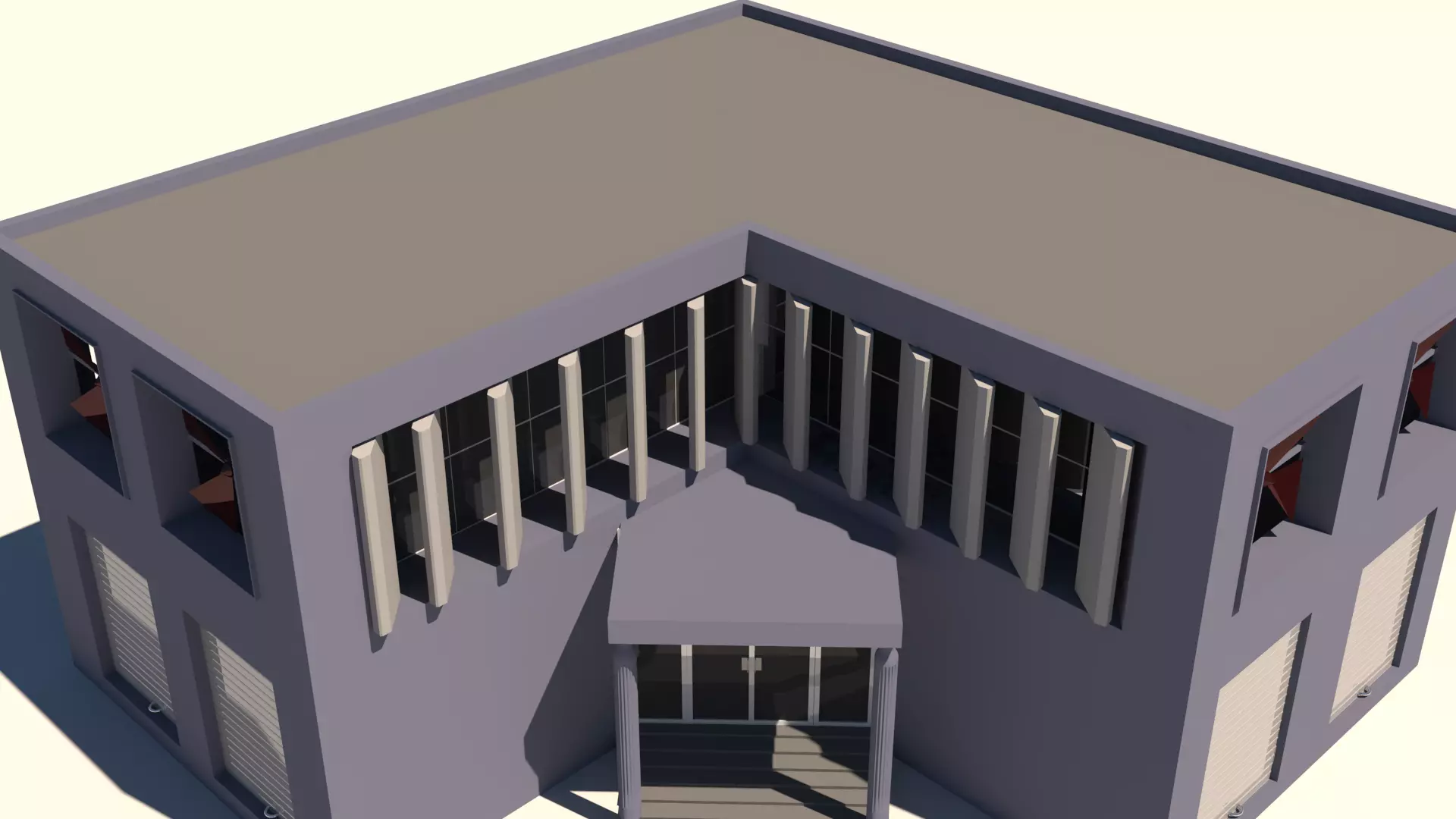 Factory Building Low-poly 3D model_0