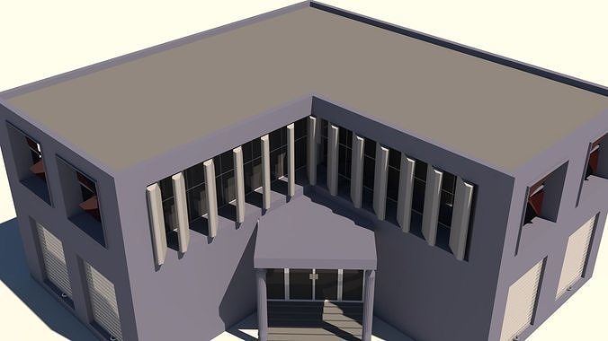 Factory Building Low-poly 3D model