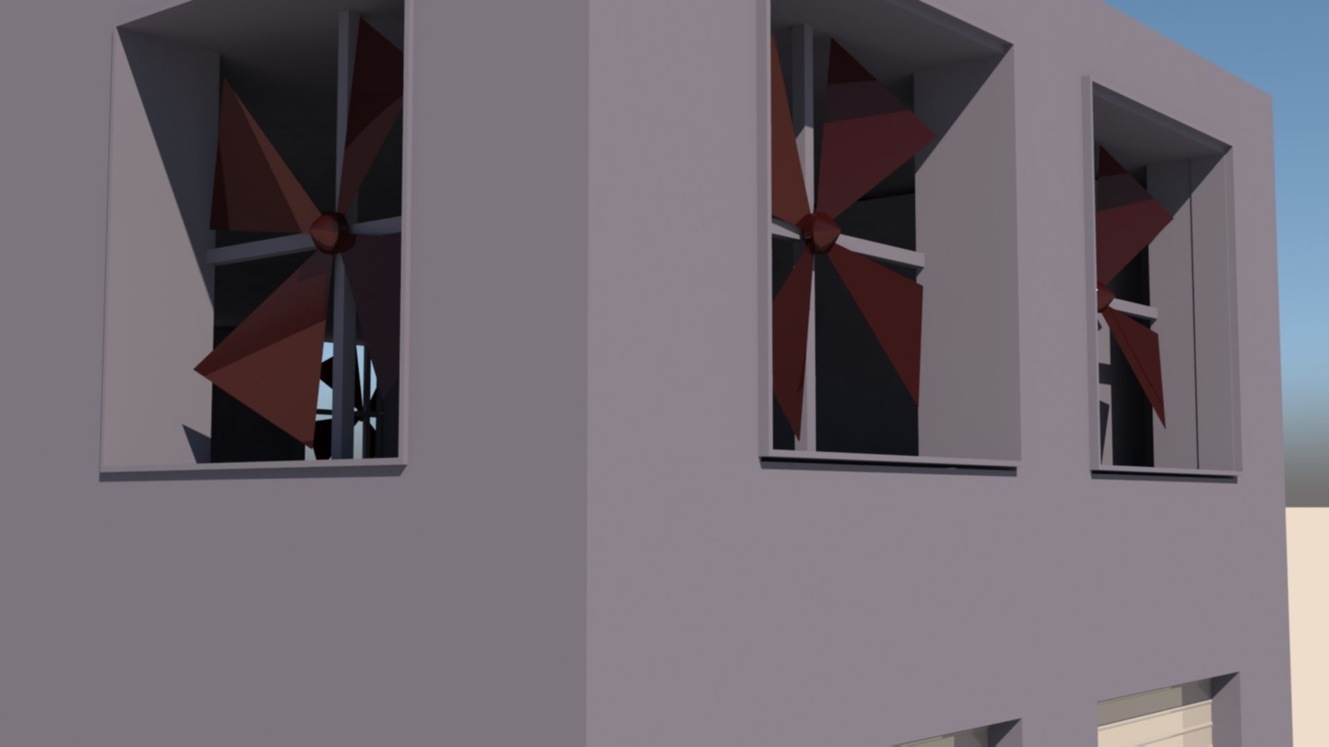 Factory Building Low-poly 3D model_5
