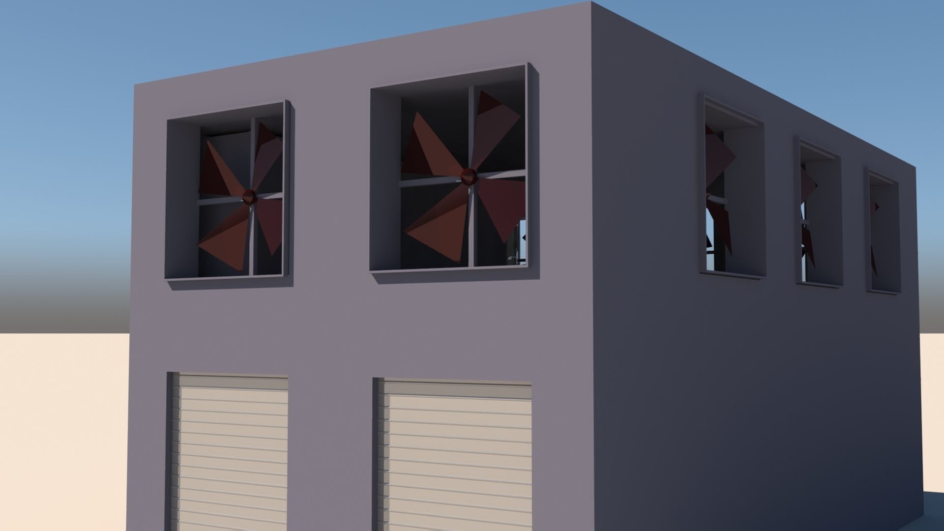 Factory Building Low-poly 3D model_4