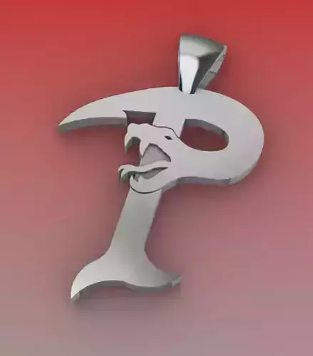 P Pendant 3D Model with letter