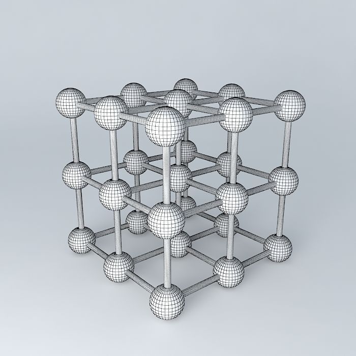 Adorno - metal spheres cube Free 3D model_4