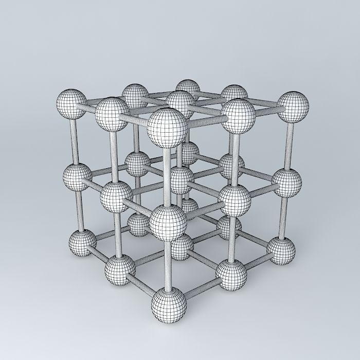 Adorno - metal spheres cube Free 3D model_3