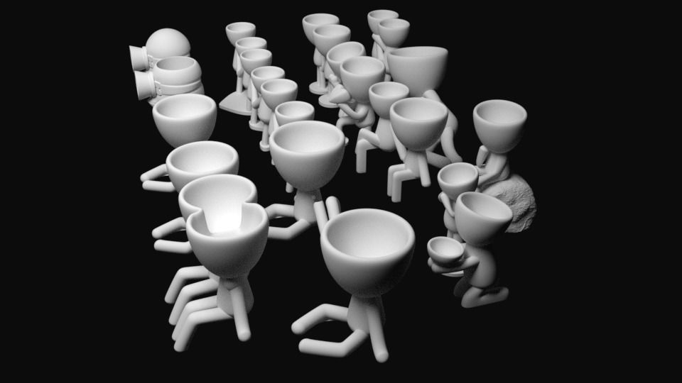 Pack with 17 potted plants and 1 Minion model stl  3D print model_2