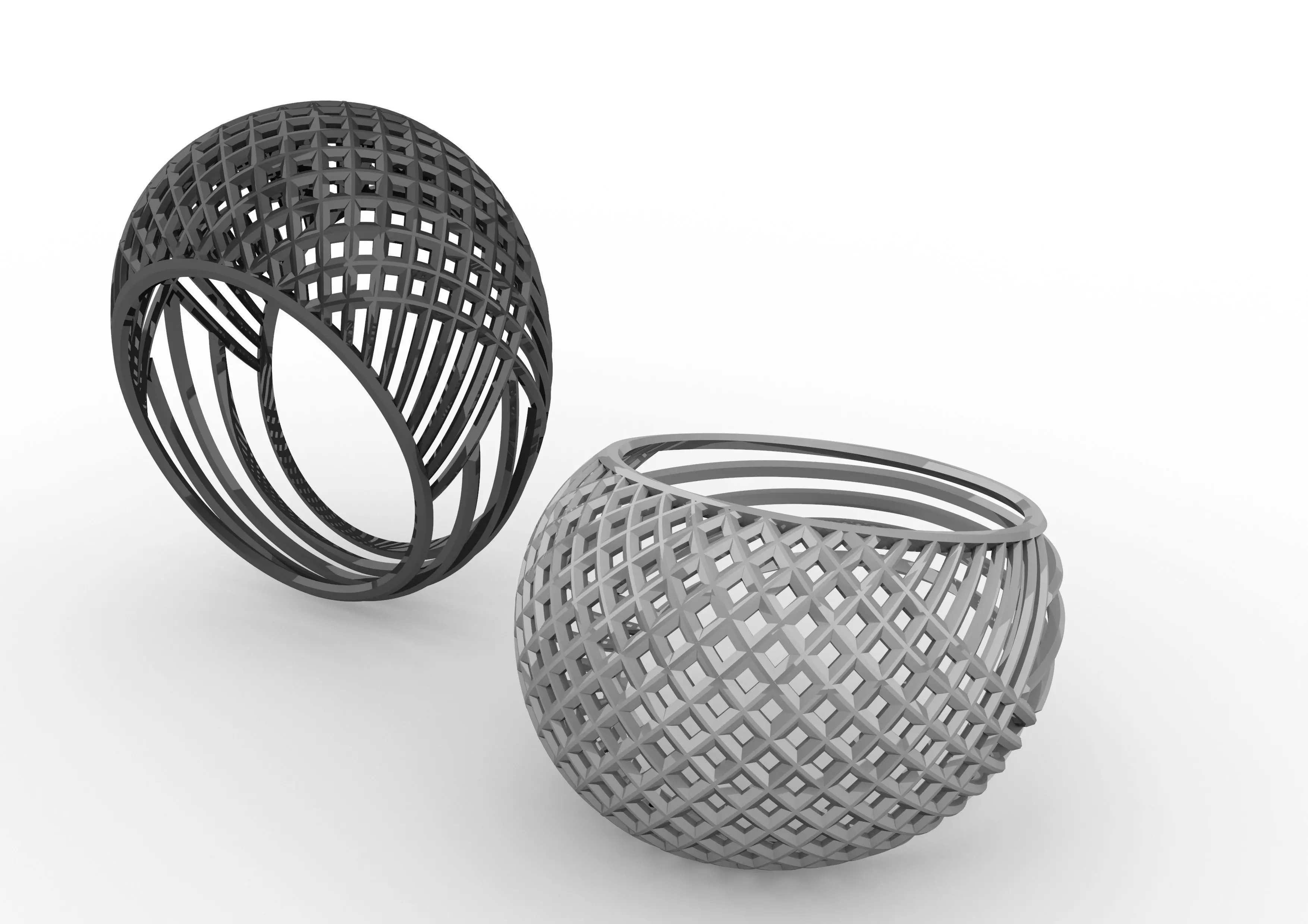 Contemporary Square Profile Structured Ring 3D model