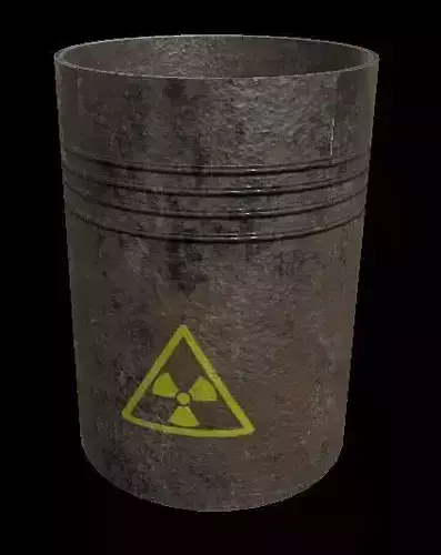 Barrel radioactive symbol on metal bucket Free low-poly 3D model