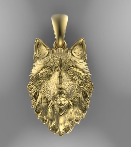 wolf 1 gold head pendant 3D print model