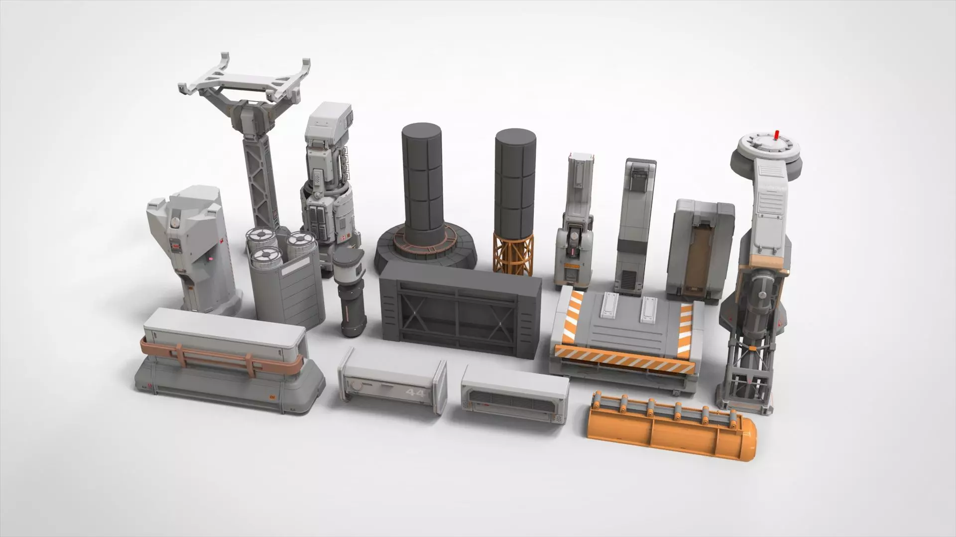 sci-fi Architecture kitbash 2 3D model_0