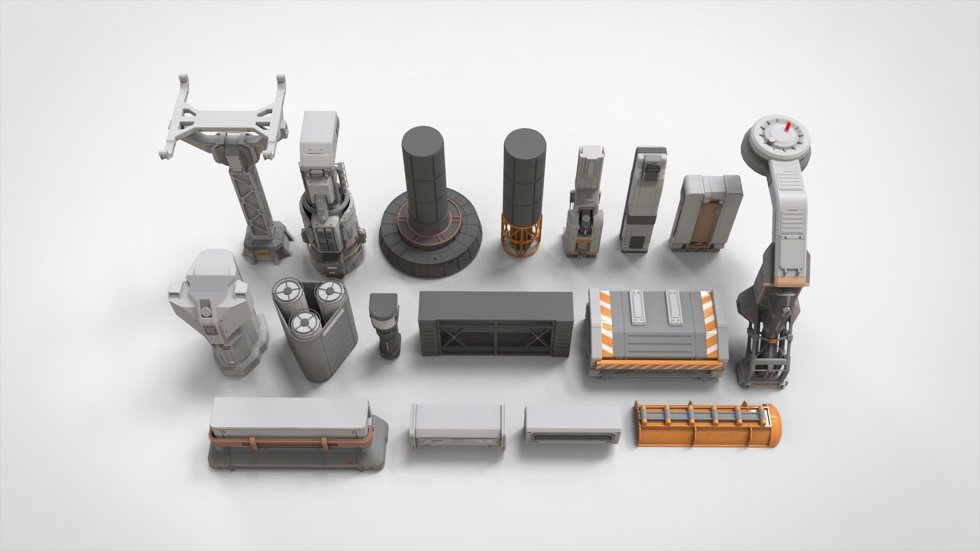 sci-fi Architecture kitbash 2 3D model_2