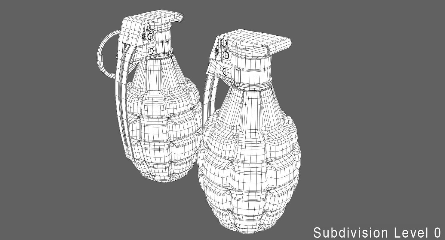 Hand Grenade Low-poly 3D model_12
