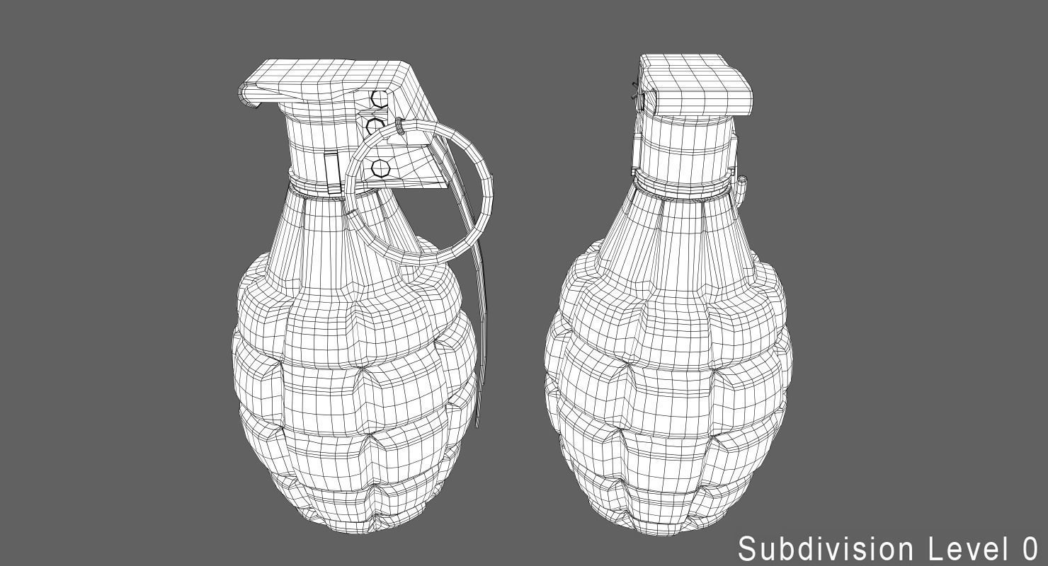 Hand Grenade Low-poly 3D model_10