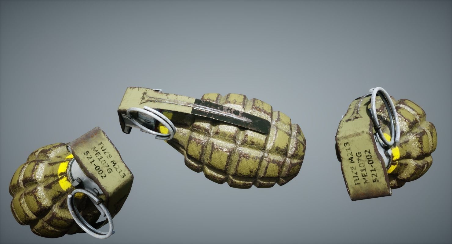 Hand Grenade Low-poly 3D model_5
