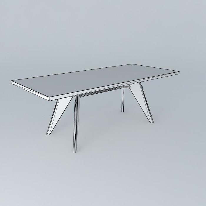 Small EM Table Jean Prouvé 1950 Free 3D model_4