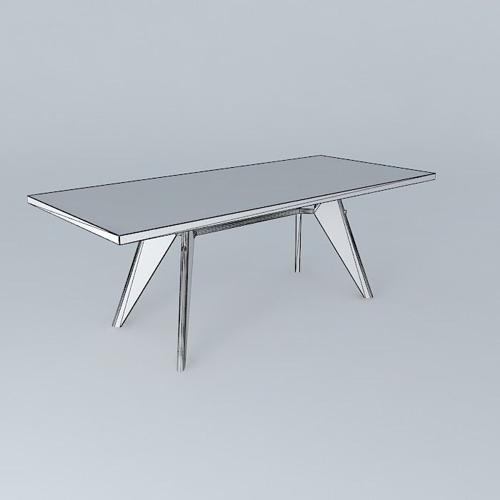Small EM Table Jean Prouvé 1950 Free 3D model_3