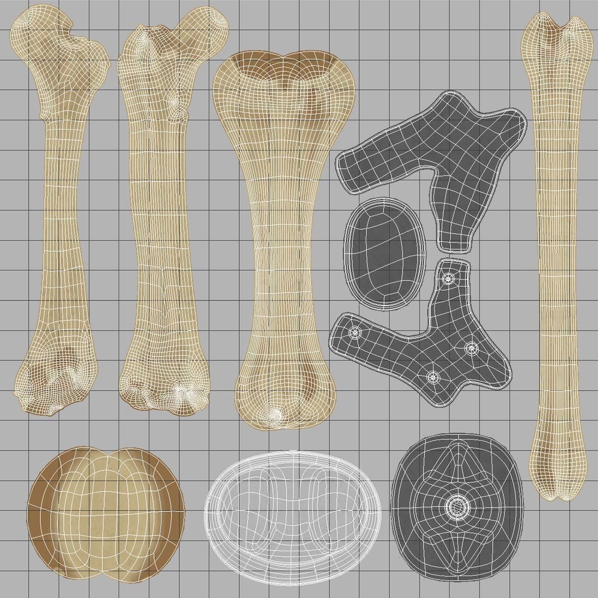 Knee endoprosthesis Low-poly 3D model_4