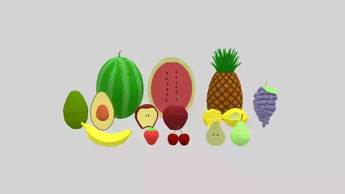 Low Poly Cartoon Fruit Collection 