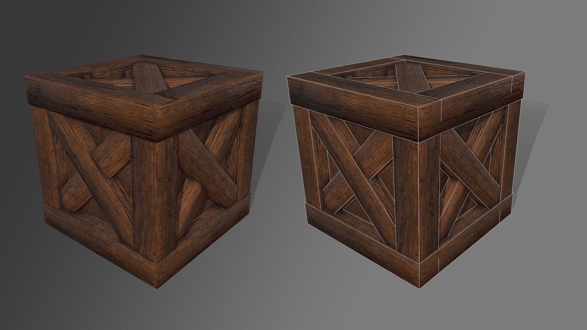 Wood Box detail Low-poly 3D model_3