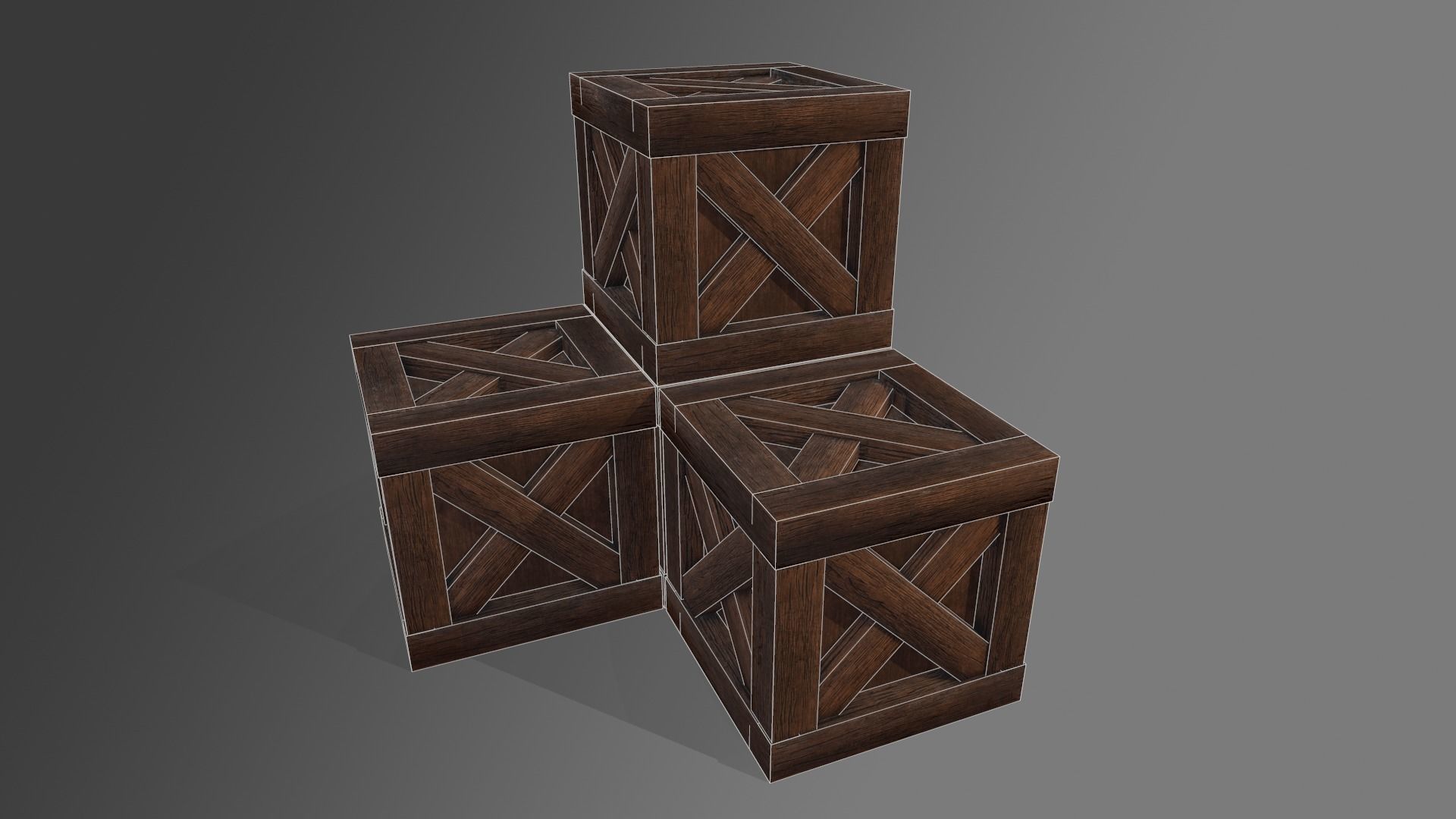 Wood Box detail Low-poly 3D model_2