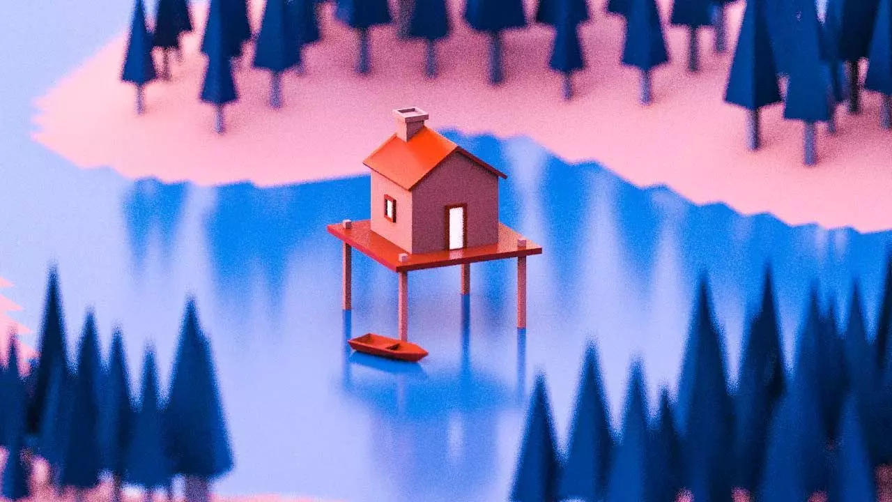 Houdini lowpoly Modeling house Boat Low-poly 3D model