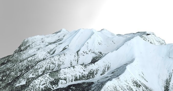 Snow Covered Mountain Range in Northern Montana Free 3D model