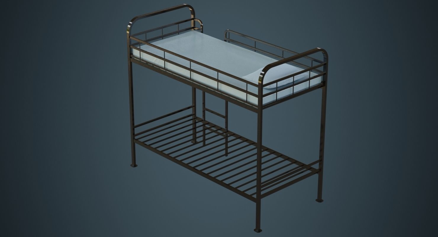 Bunk Bed 3A Low-poly 3D model_4