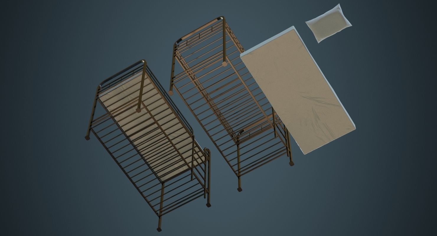 Bunk Bed 3A Low-poly 3D model_2