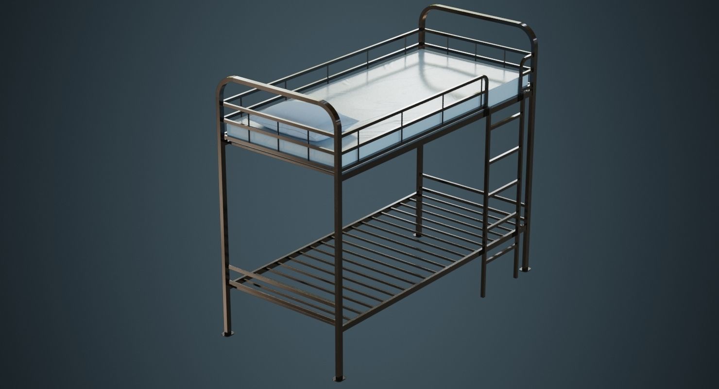 Bunk Bed 3A Low-poly 3D model_3