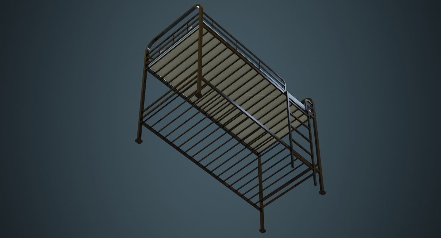 Bunk Bed 3A Low-poly 3D model_7