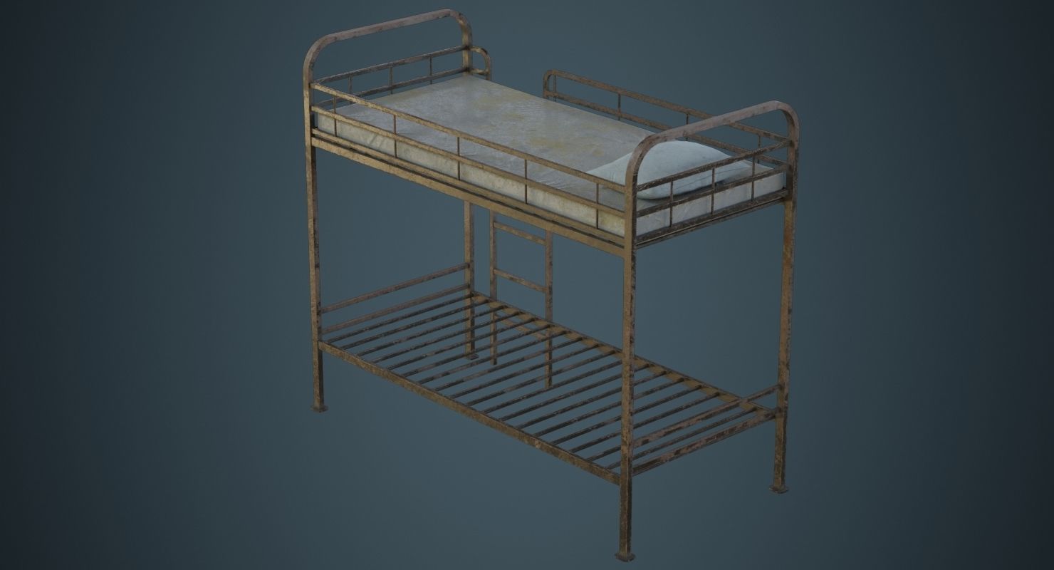 Bunk Bed 3B Low-poly 3D model_4