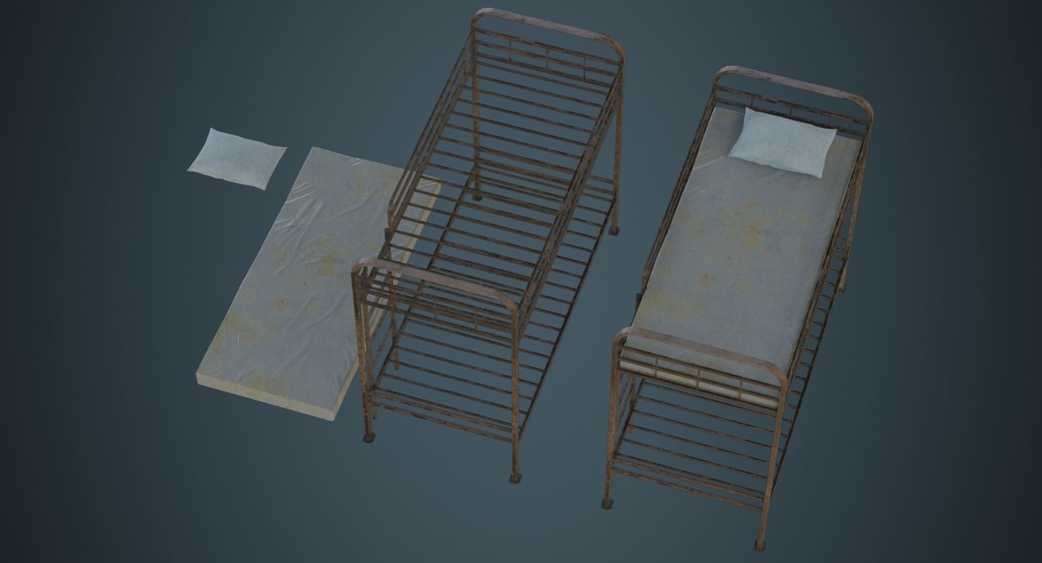 Bunk Bed 3B Low-poly 3D model_1