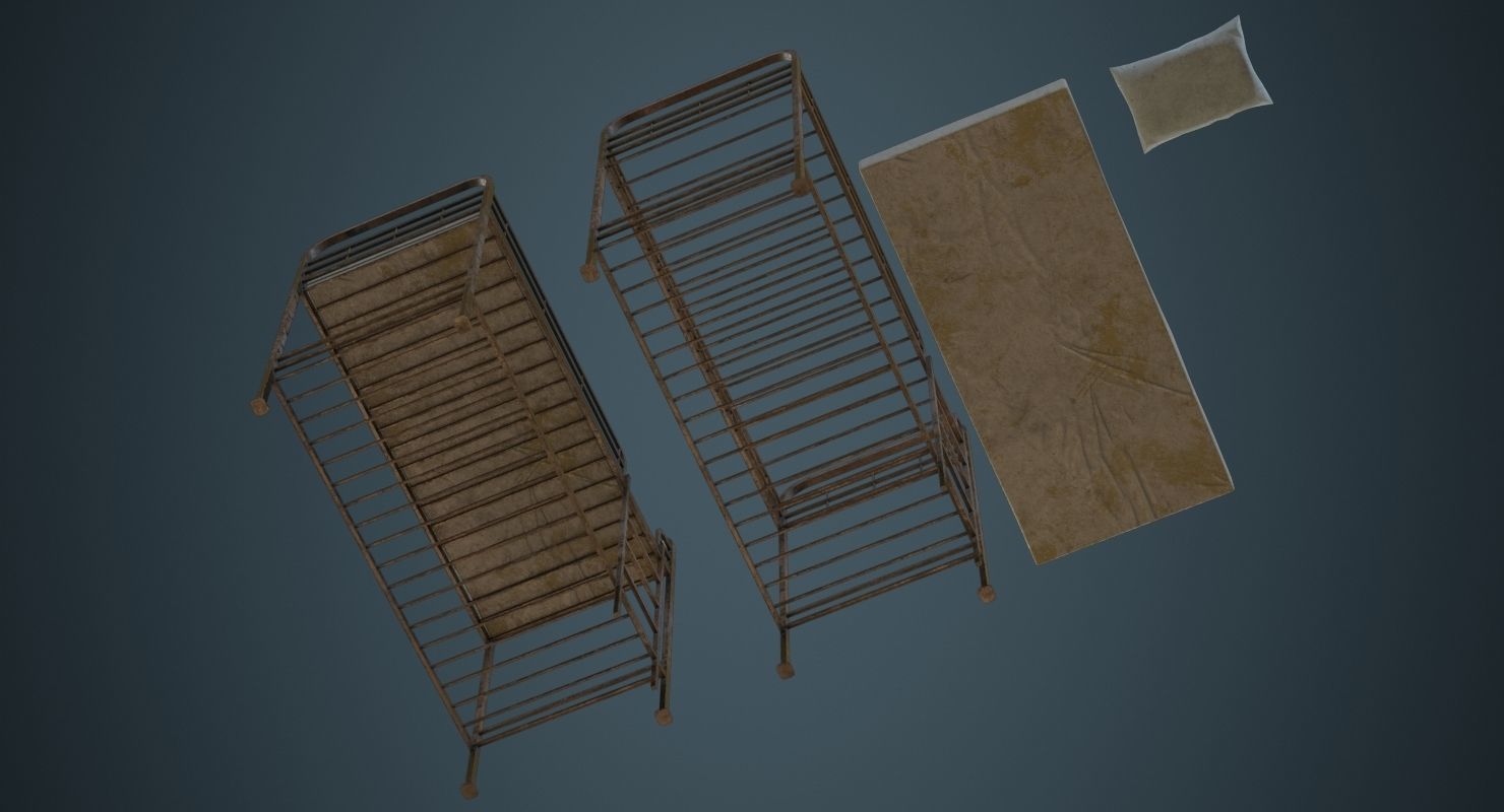 Bunk Bed 3B Low-poly 3D model_2