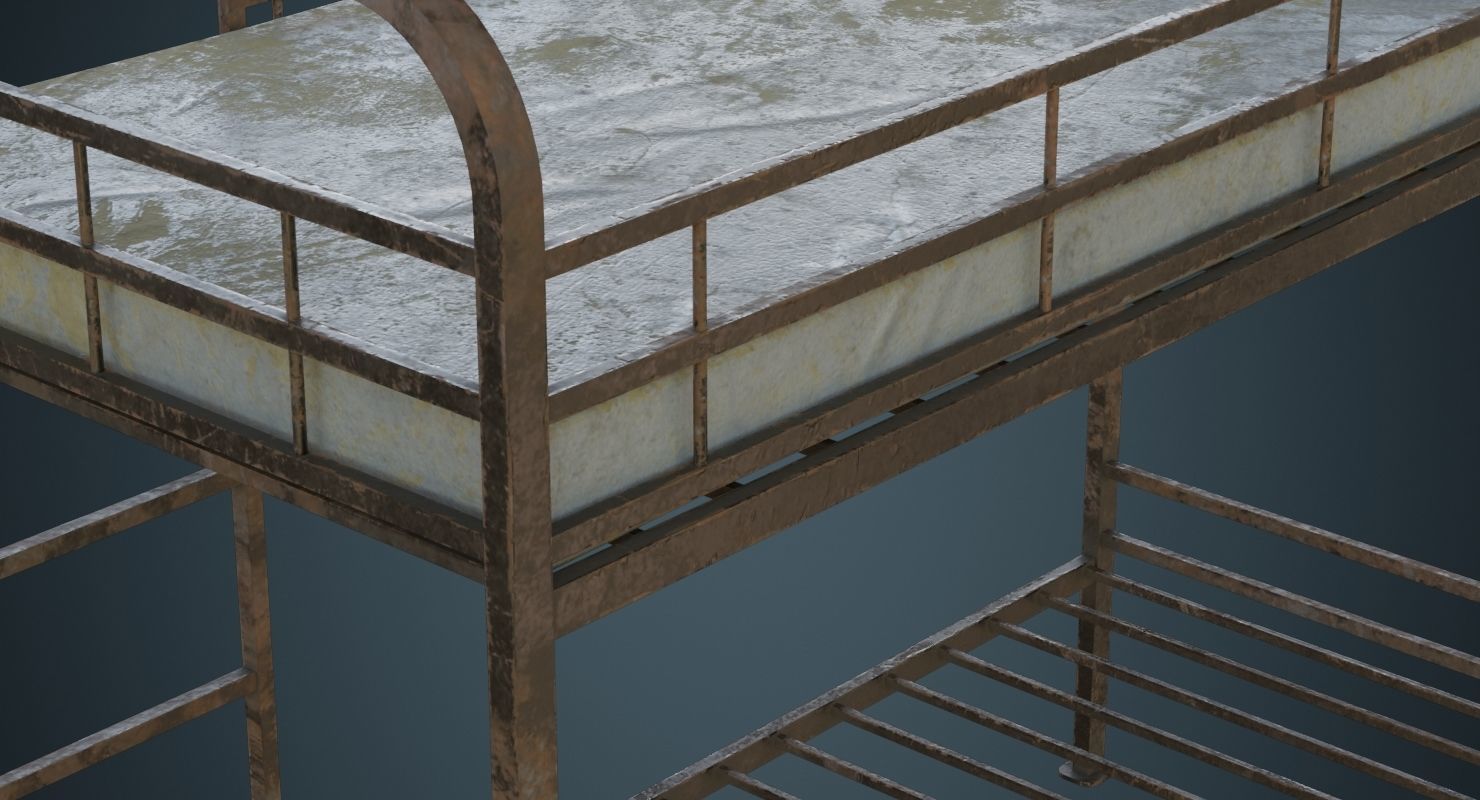 Bunk Bed 3B Low-poly 3D model_9