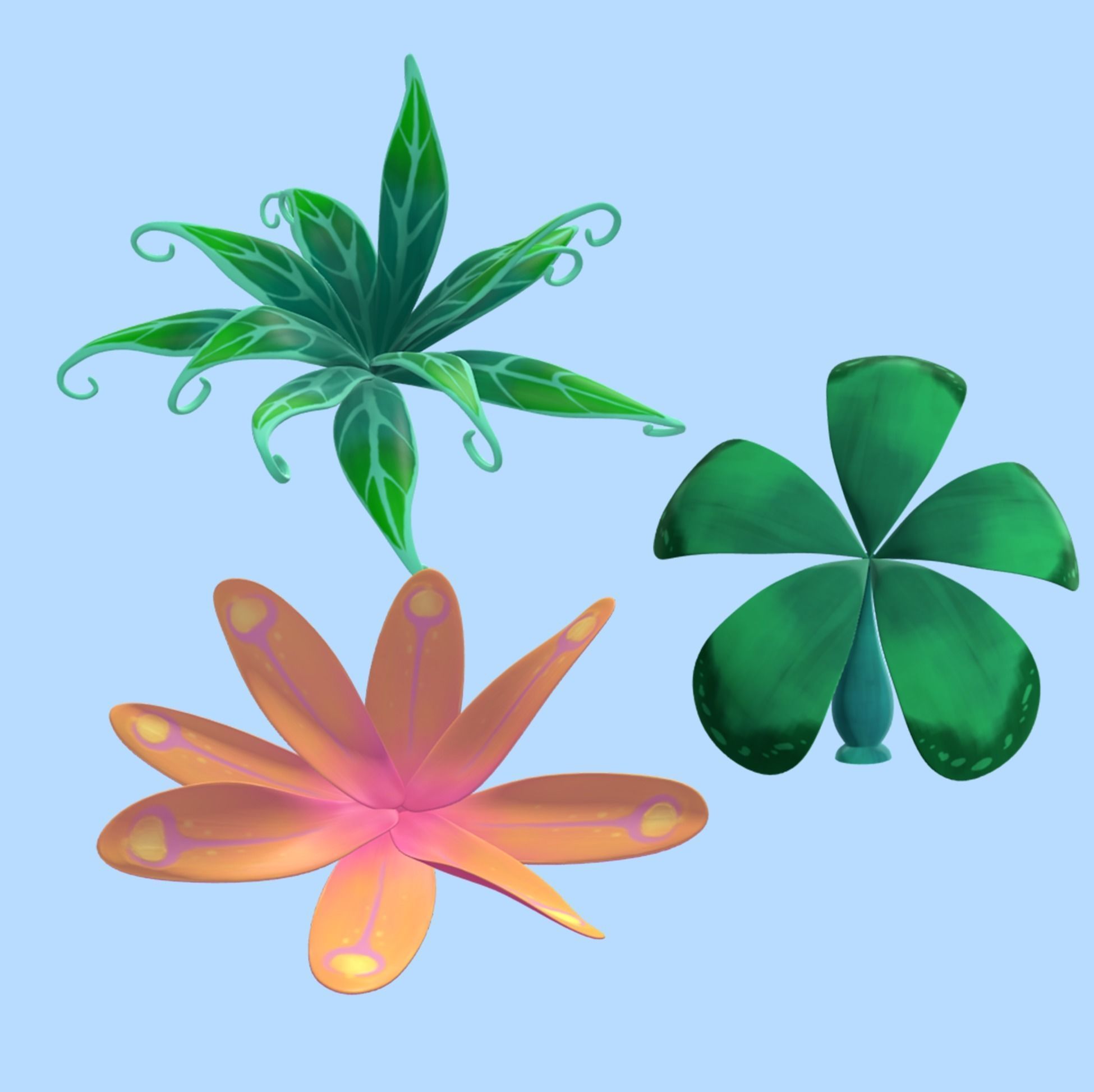 Plants Cartoon Low-poly 3D model_1