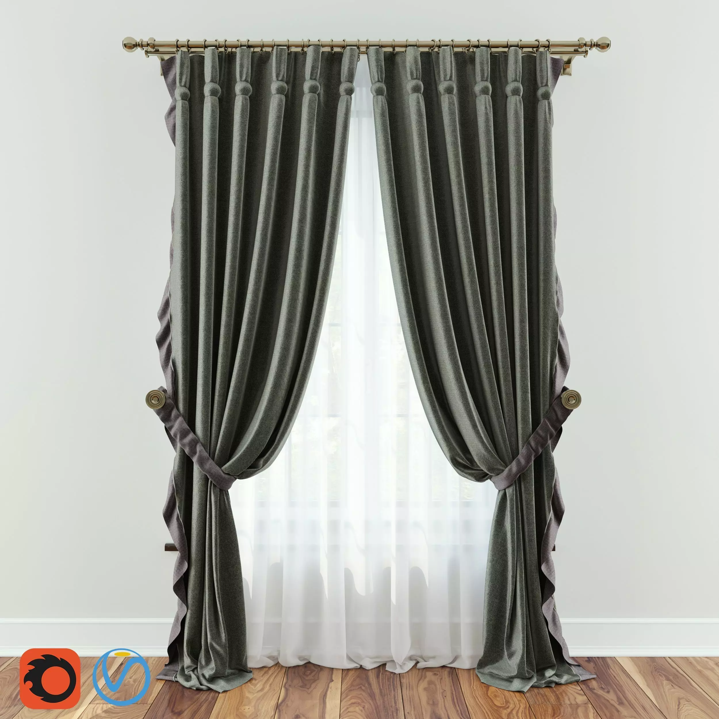 Classic Curtain 1 3D model_0