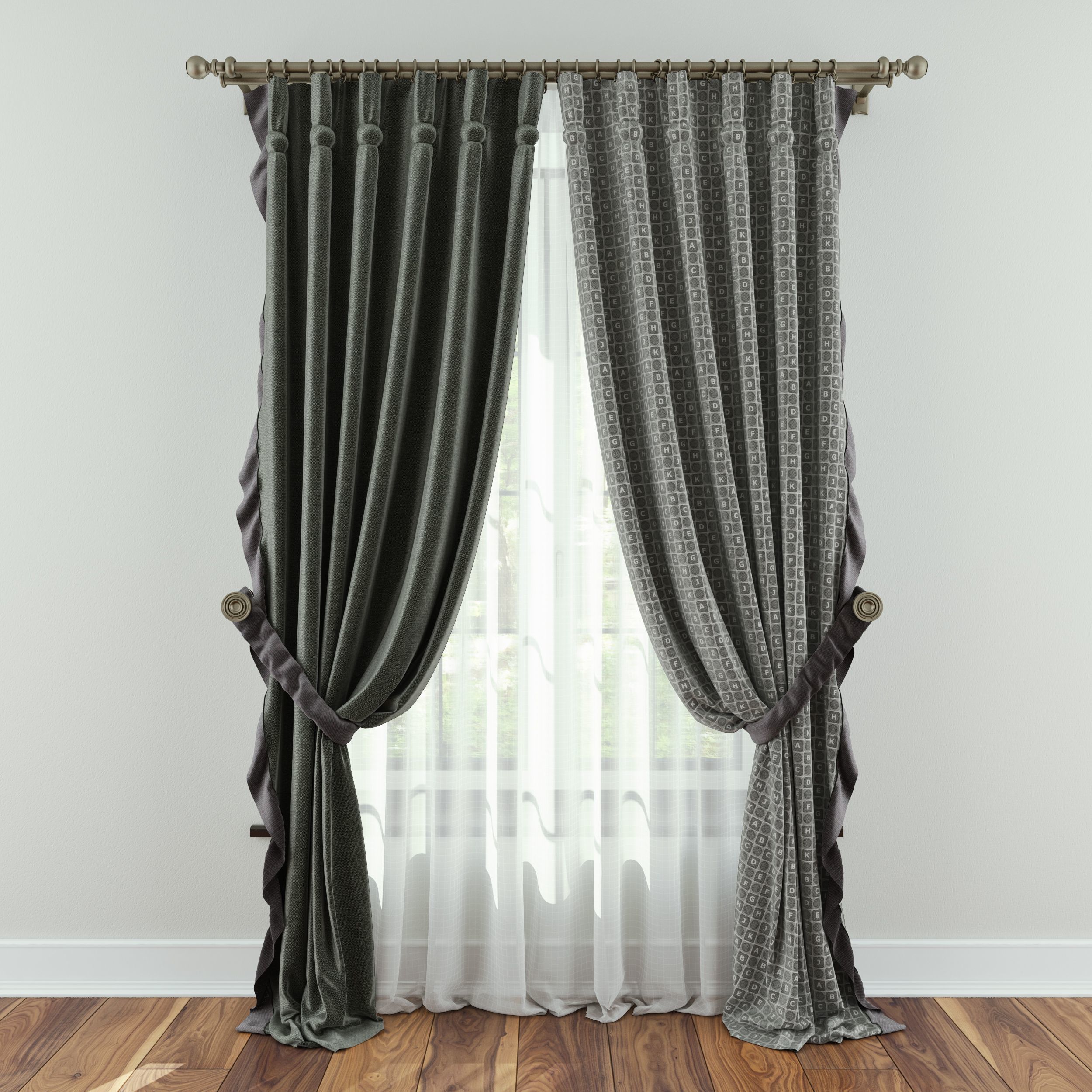 Classic Curtain 1 3D model_2