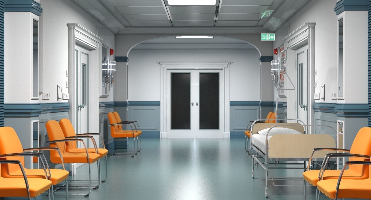 Hospital Hallway 3 Modular  3D model_6